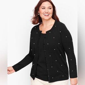 TALBOTS | Black Charming Cardigan with Pearl Detail